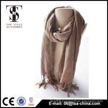 super soft 2015 Lady gilding long shawl neck coffee color 100% viscose scarf